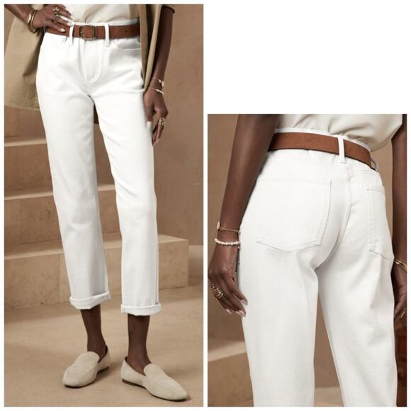 Banana Republic Factory Girlfriend White Jeans Size 27/4 - Picture 1 of 9